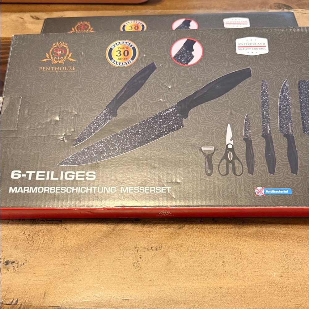 Penthouse 6-Piece Knife Set with Black Handles Swiss Made 30 yr Warranty